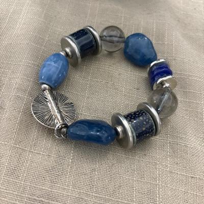 Statement blue and clear beaded bracelet