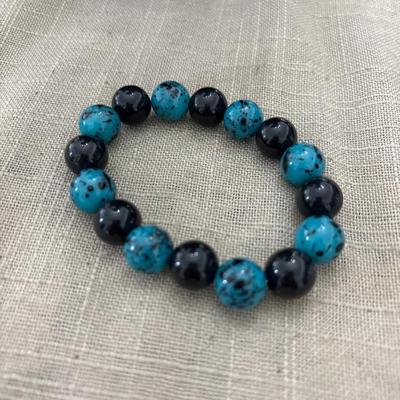 Black and blue beaded bracelet