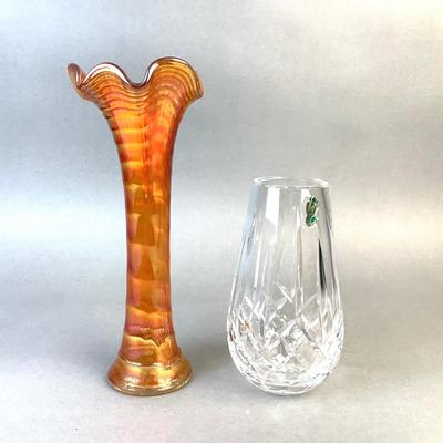 1057 Waterford Vase and Carnival Glass Vase