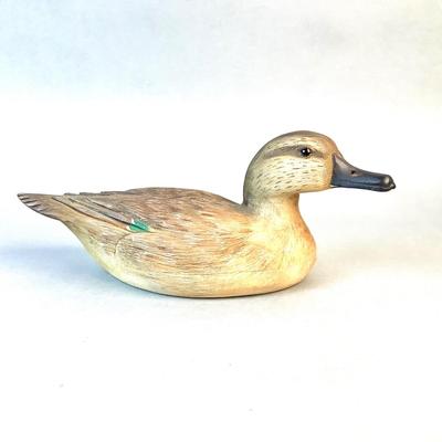 1059 Hand carved Green Winged Teal Hen Decoy by Ed Cassidy