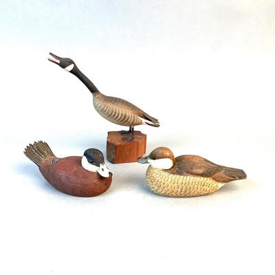 1060 Set of Three Hand carved Miniature Decoys by David & Mary Price 1979