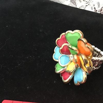 Multi Color Heart Costume Ring