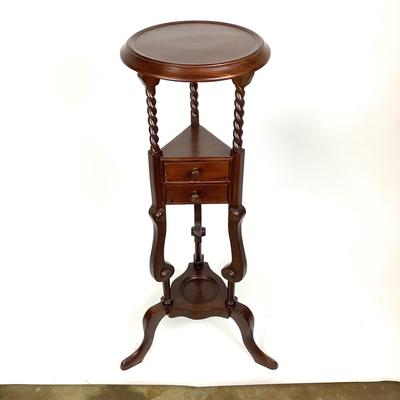 1065 Vintage Mahogany Wig Stand with Two Drawers