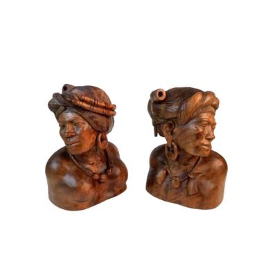 1067 Pair of Vintage Hand carved Indonesian Women Figures
