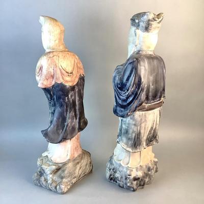 1070 Pair of Studio 45 Vintage Chinese Cement Statues