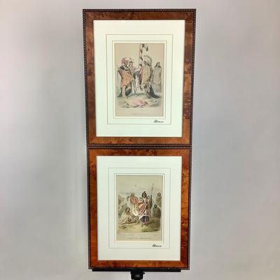 1071 Pair of Vintage Signed Hand Colored Etchings by Martin Roberts