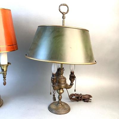 1075 Two Vintage Bouillotte Antique Desk Lamps