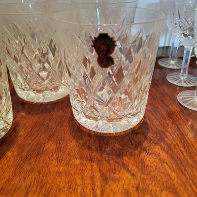 6 WATERFORD CRYSTAL KINSALE OLD FASHION GLASSES AND 6 STEMMED GLASSES