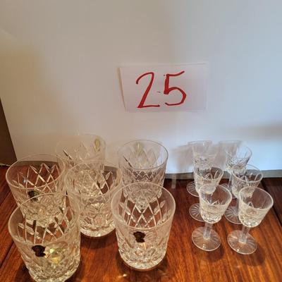 6 WATERFORD CRYSTAL KINSALE OLD FASHION GLASSES AND 6 STEMMED GLASSES