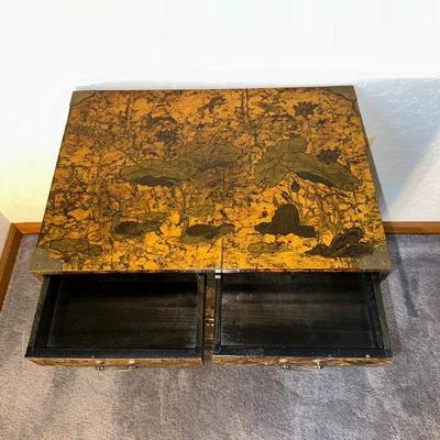 KOREAN LACQUERED END TABLE WITH 2 DRAWERS AND 2 DOOR CABINET