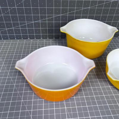 3 Colorful PYREX YELLOW AND ORANGE 