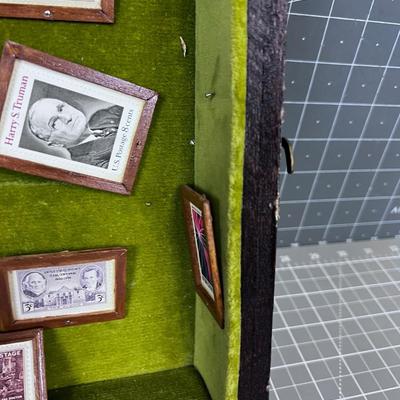 Stamp Collection in Velvet Lined Shadow Box 