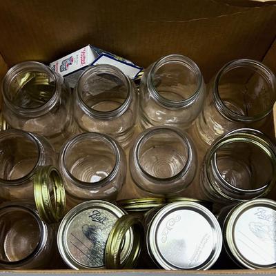 A Dozen Quart Jars. Mixed Wide and Small Mouthed