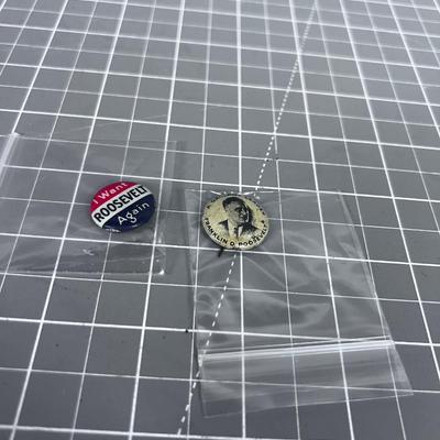 2 Franklin Roosevelt Campaign Pins