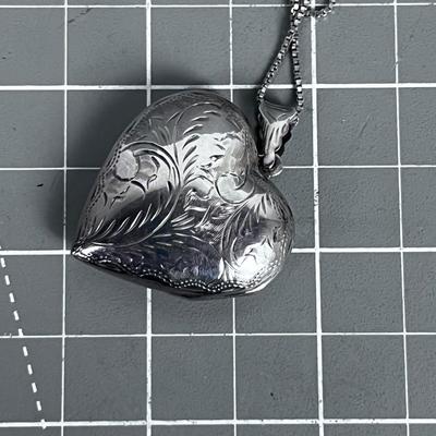 Silver Sterling Heart Pendant on Chain