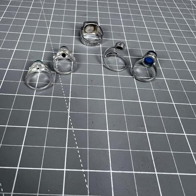 Lot of 5 Silver Rings 