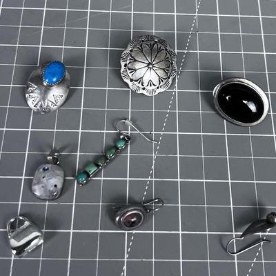Pile of Silver Earrings Many Marked 925