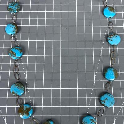Gold Filled Disc of Chinese Turquoise 