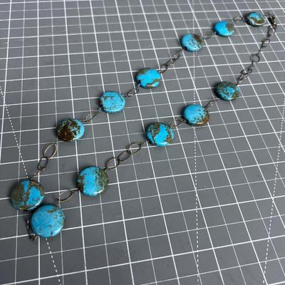 Gold Filled Disc of Chinese Turquoise 