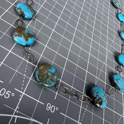 Gold Filled Disc of Chinese Turquoise 