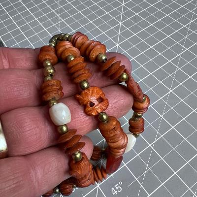 Carved African Wood Necklace with Awesome Stone