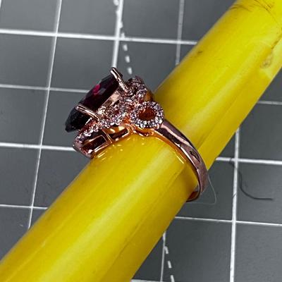 Marked 925 Rose Colored Red Stone 