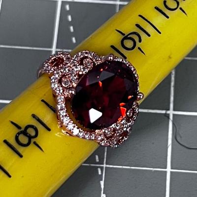 Marked 925 Rose Colored Red Stone 