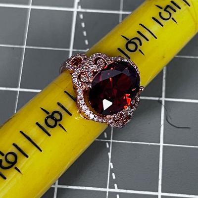 Marked 925 Rose Colored Red Stone 