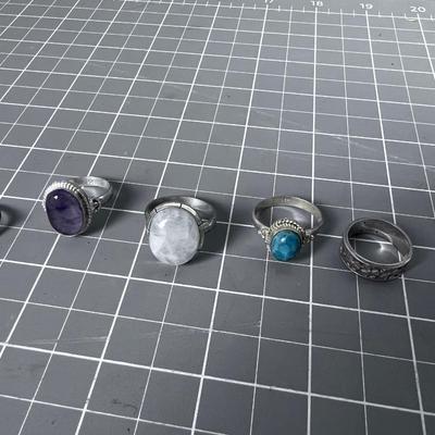 5 More Rings with Stones Silver