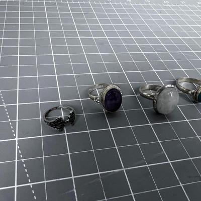 5 More Rings with Stones Silver