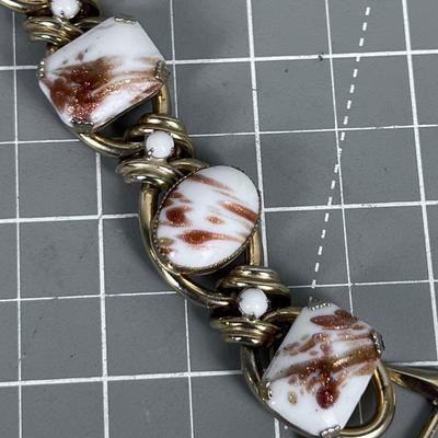 Costume Jewelry Bracelet Goldstone & Howlite ? 
