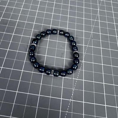 Dark Blue Green Pearl Bracelet 