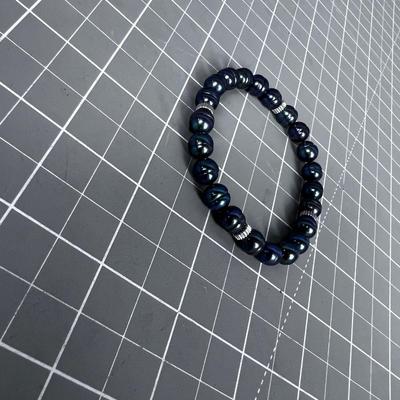Dark Blue Green Pearl Bracelet 