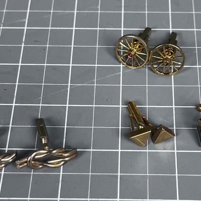 3 Pair of Gold Toned Cuff Links 