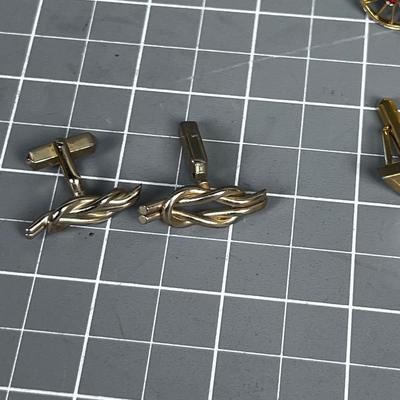 3 Pair of Gold Toned Cuff Links 