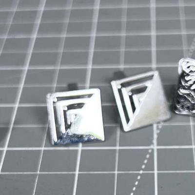 3 Pair of silver Toned Cuff Links 