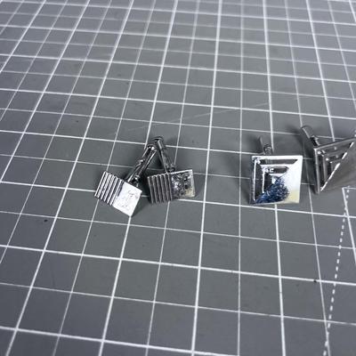 3 Pair of silver Toned Cuff Links 