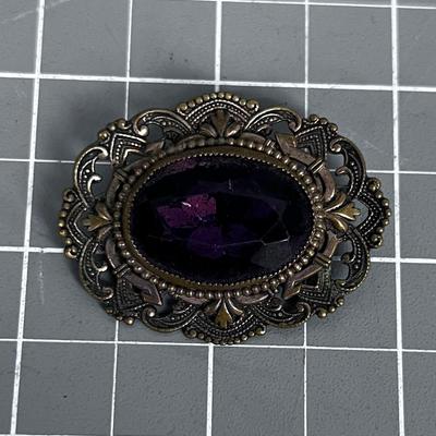 Antique Jeweled Pin Purple 