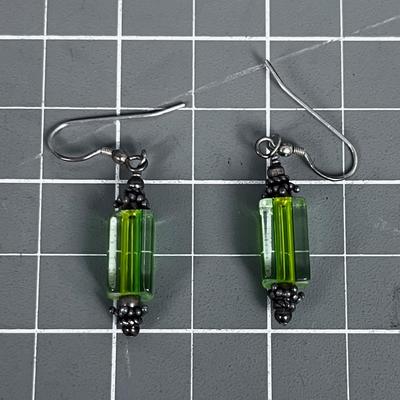 Pair of Lime Green Glass Bead Earrings