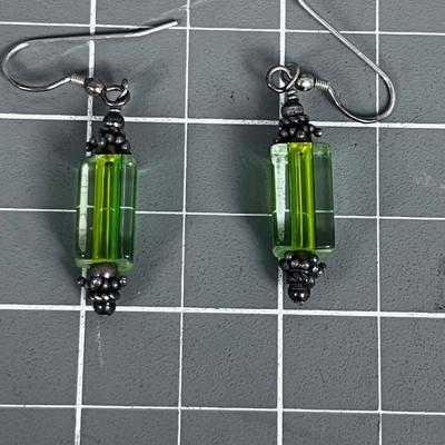 Pair of Lime Green Glass Bead Earrings