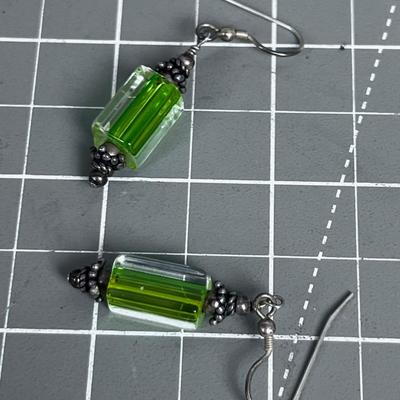 Pair of Lime Green Glass Bead Earrings