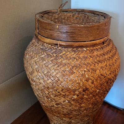 2 LARGE UNIQUE HAND WOVEN BASKETS