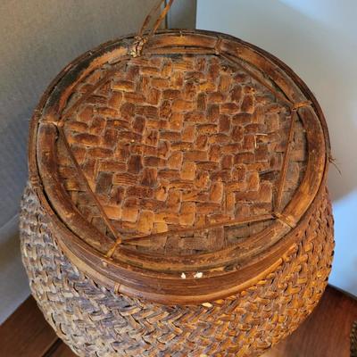 2 LARGE UNIQUE HAND WOVEN BASKETS