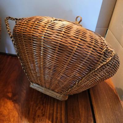 2 LARGE UNIQUE HAND WOVEN BASKETS