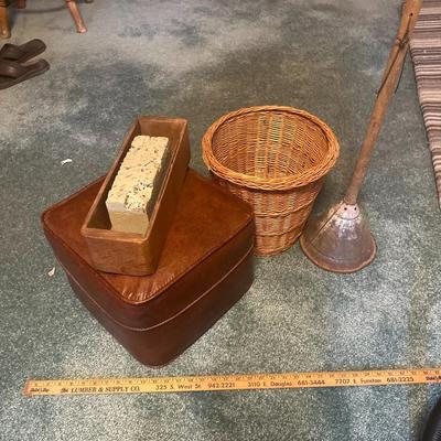 Leather Ottoman, Antique Rapid Washer Hand Clothes Washer Laundry Plunger