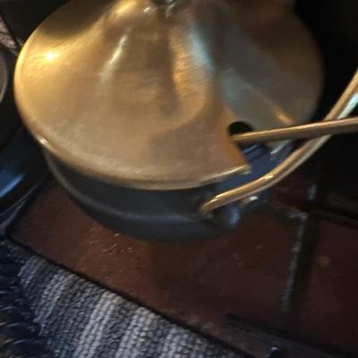 Cast iron kettle and Vintage Griswold #7 Cast Iron Waffle Iron