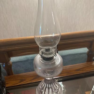 1930'S COLEMAN MODEL 150 KEROSENE VASE LAMP WITH BLACK BASE Oil lamp and glass jars