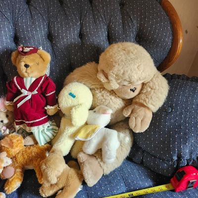 Stuffed animals and doll lot some handmade could be vintage