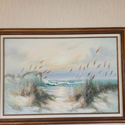 Beach Scene Painting, Landscape Painting, Oil On Сanvas Painting, Framed Original Painting, Signed