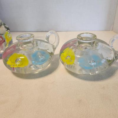 Vintage St Claire Vase and Candlestick holders